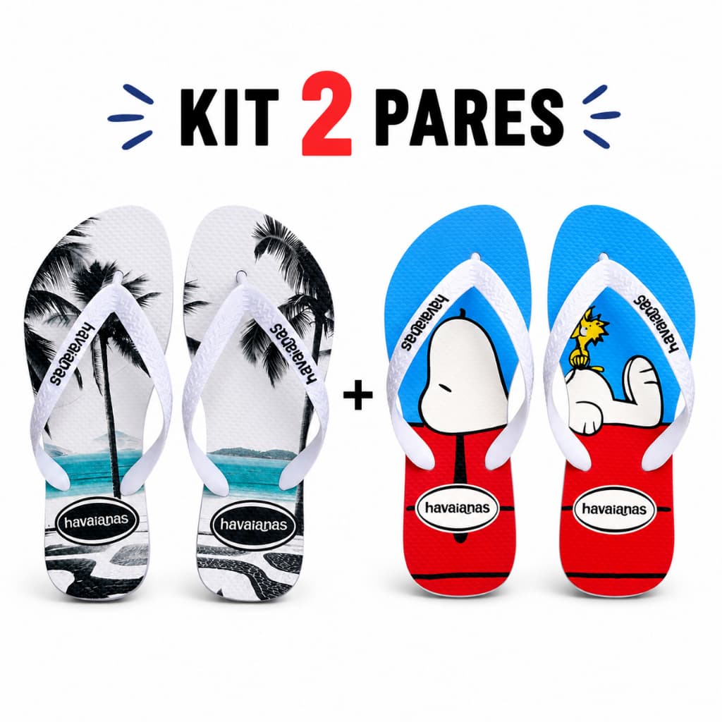 Kit 2 Chinelos Masculinos Estampas Diversificadas Conforto e Beleza