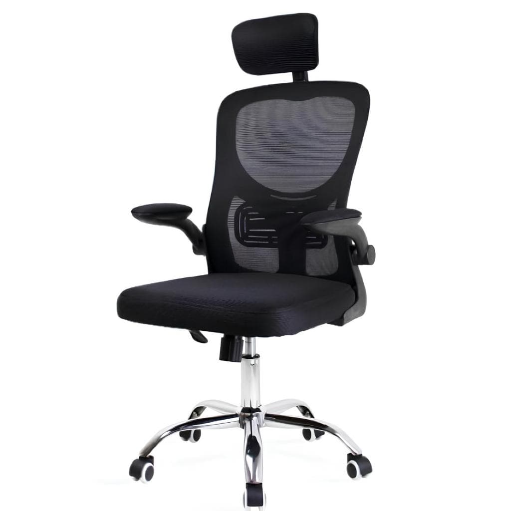 Cadeira de Escritório Momo Design Diretor Ergonômica Mesh Preta Reclinável Com Apoio de Cebeça e Rodinhas