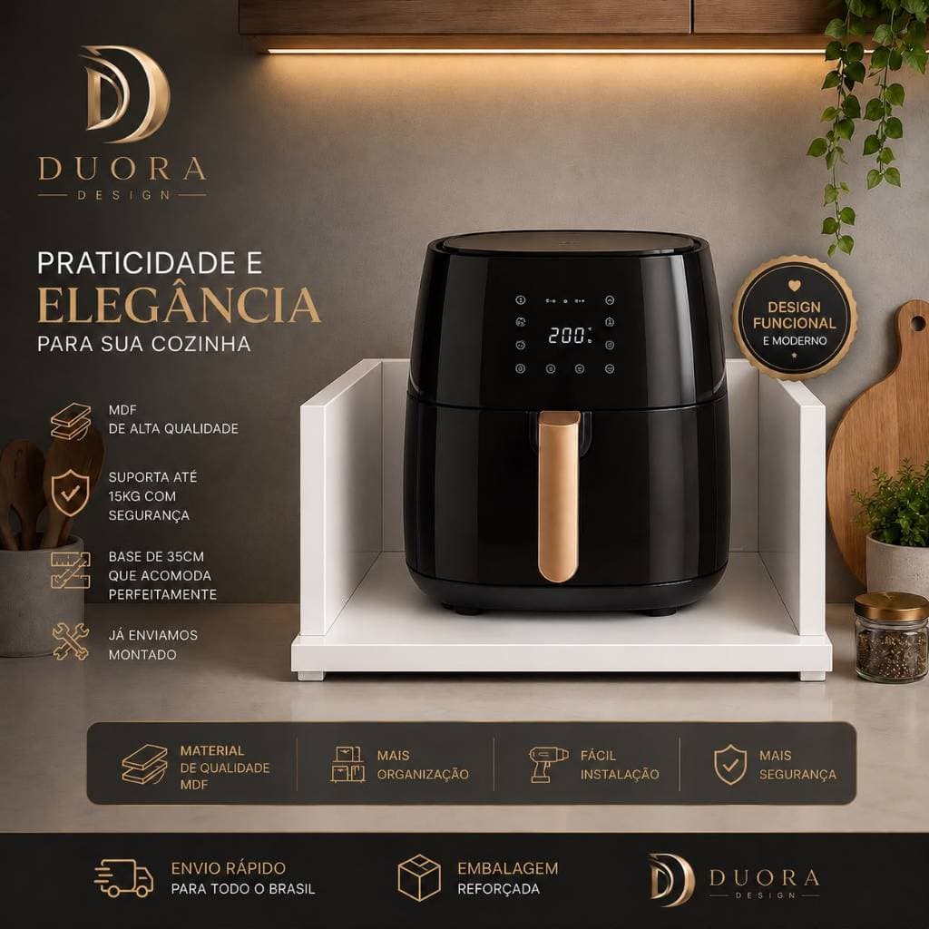 Suporte para Air Fryer Branco em MDF