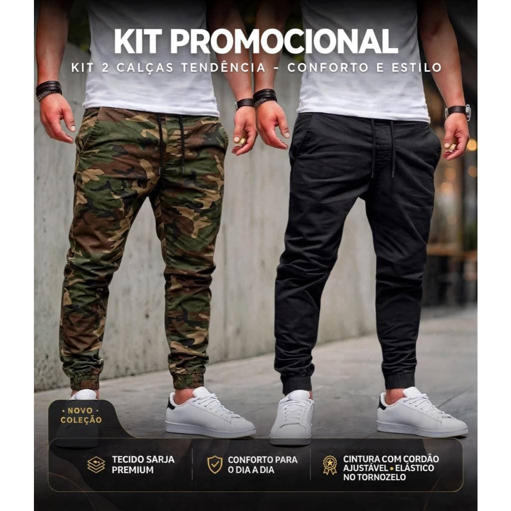 Calça Jogger Camuflada Básica Casual Streetwear Calça do Exercito