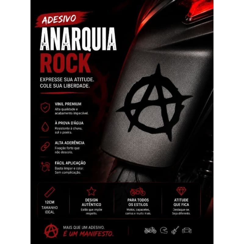 Adesivo Anarquia Rock 12CM em vinil a prova d'gua