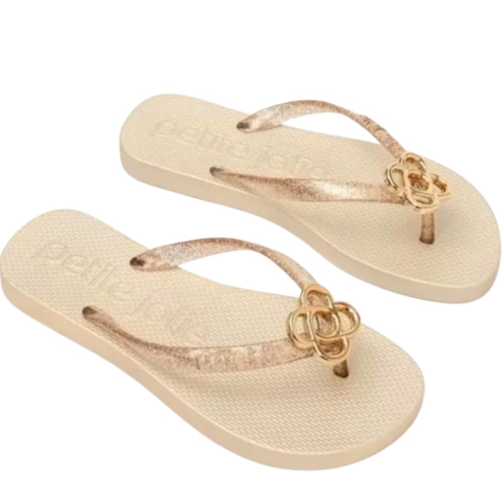 Chinelo Feminino Petite Jolie J-Lastic PJ7704 Glitter Ouro Light