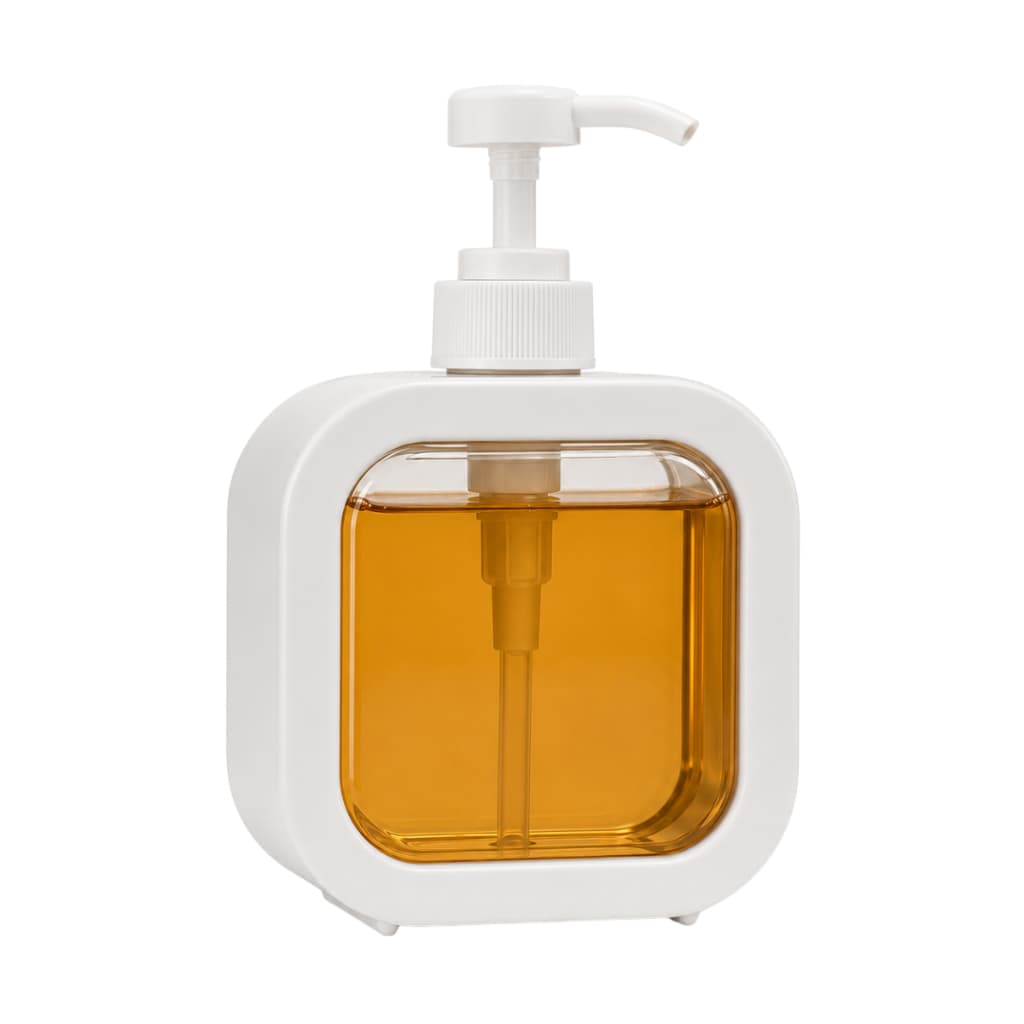 Porta Sabonete Líquido 300ml Dispenser Minimalista Branco Pump Banheiro Lavabo Cozinha Moderno