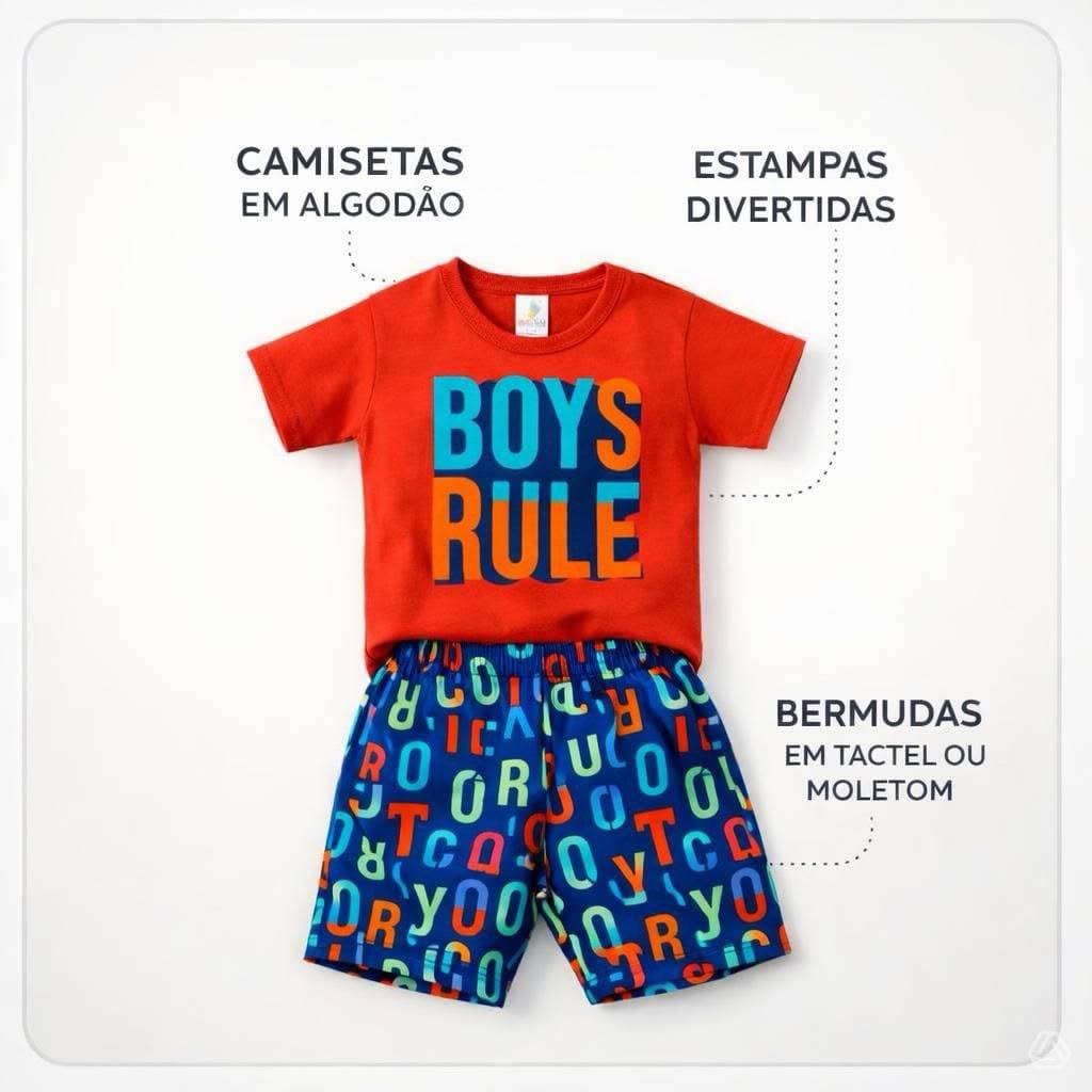 Conjunto Infantil Menino Verão do 1 ao 8 dia a dia-confortavel ESTAMPA SORTIDA