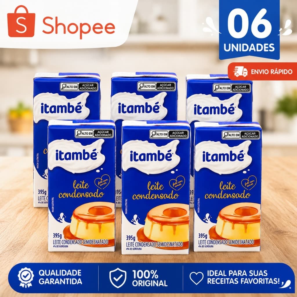 kit 06 Leite Condensado Semidesnatado - Itambé  Caixa 395 G