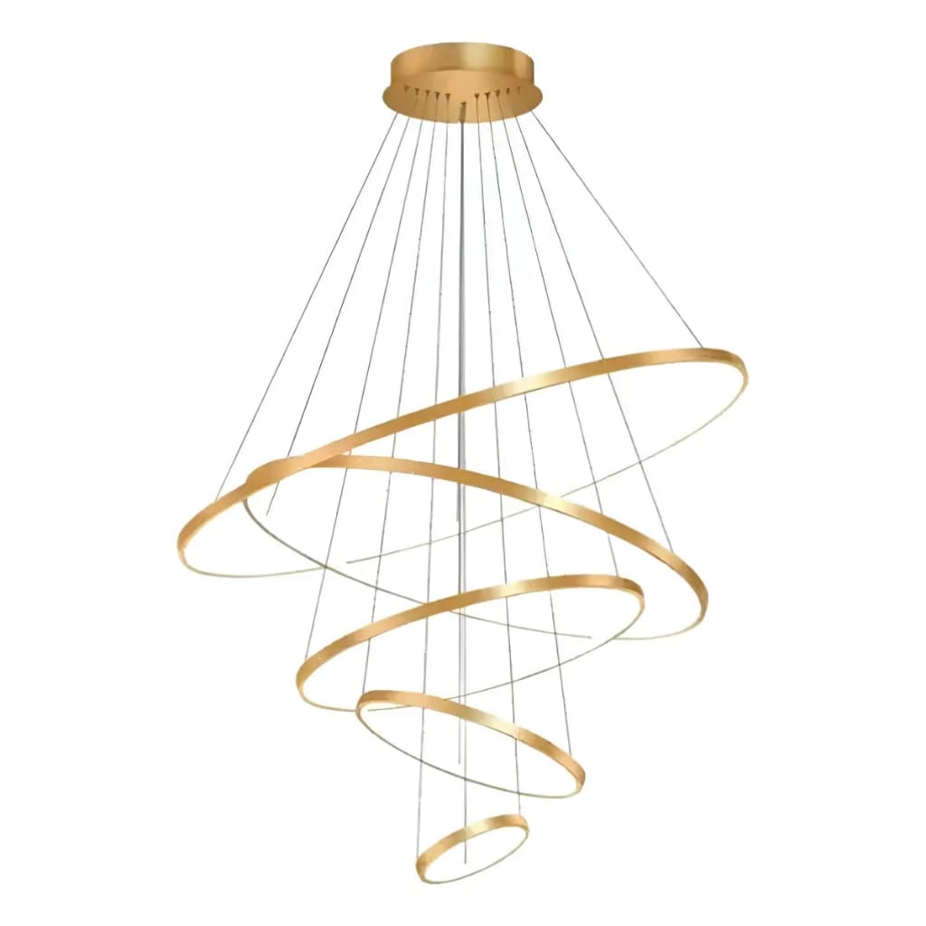 Lustre Pendente LED 5 Arcos Domum Dourado Moderno Luminária de Teto Sala Jantar Sala de Estar Luxo Decorativo