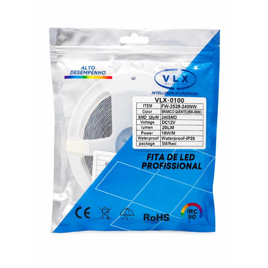 Fita led Profissional  VLX Branco Quente 3000k