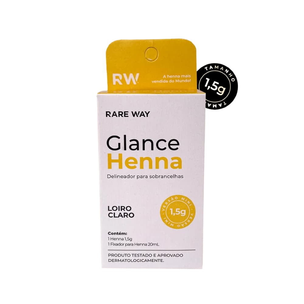 Kit Henna E Fixador Para Sobrancelhas Glance Mini Loiro Claro Rare Way 1,5g