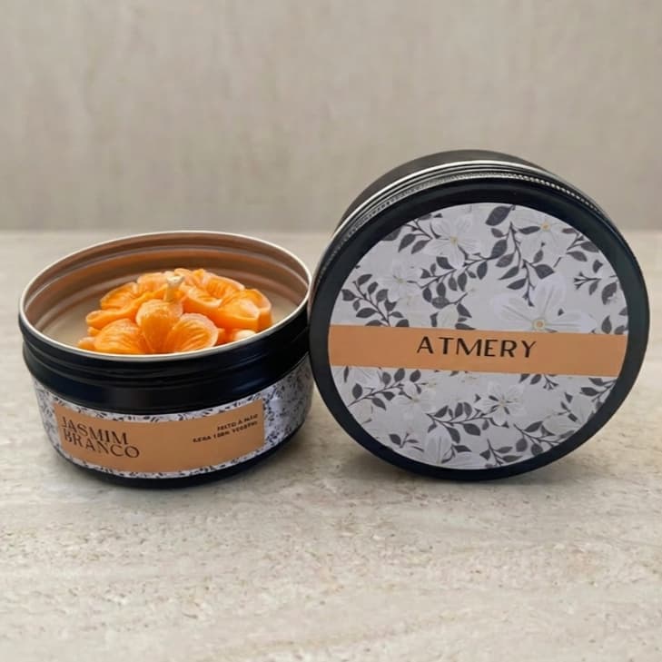 Vela Aromática Jasmim Branco em Lata 90g | Artesanal
