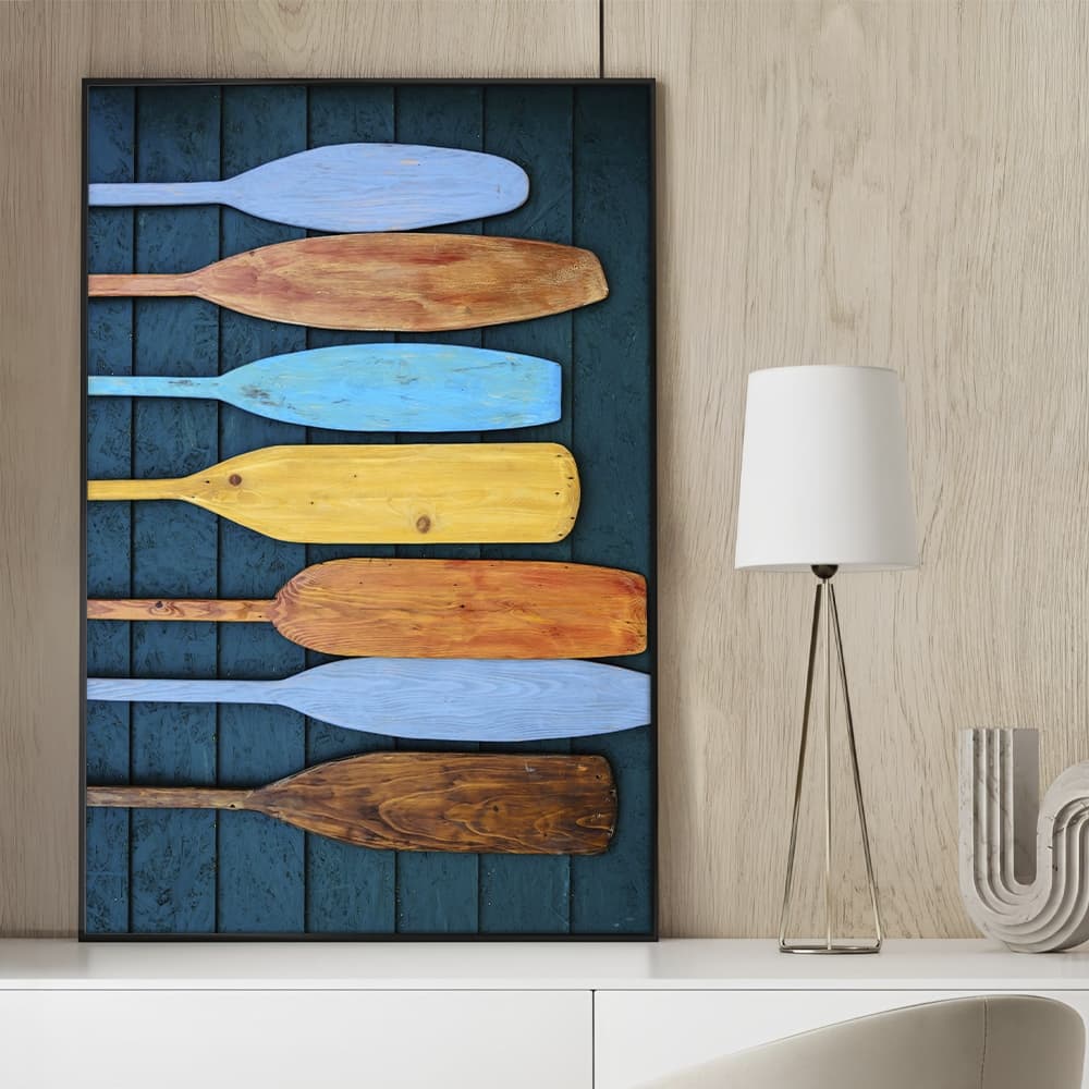 Quadro sem Vidro Paisagem Remos Náuticos Coloridos Quadro Decorativo