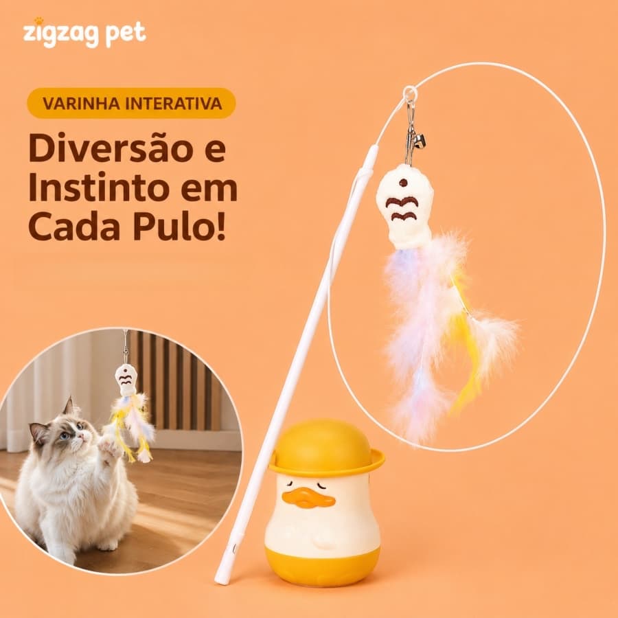 Brinquedo Interativo 2 em 1 para Gatos com Varinha, Catnip Penas e Base Adesiva
