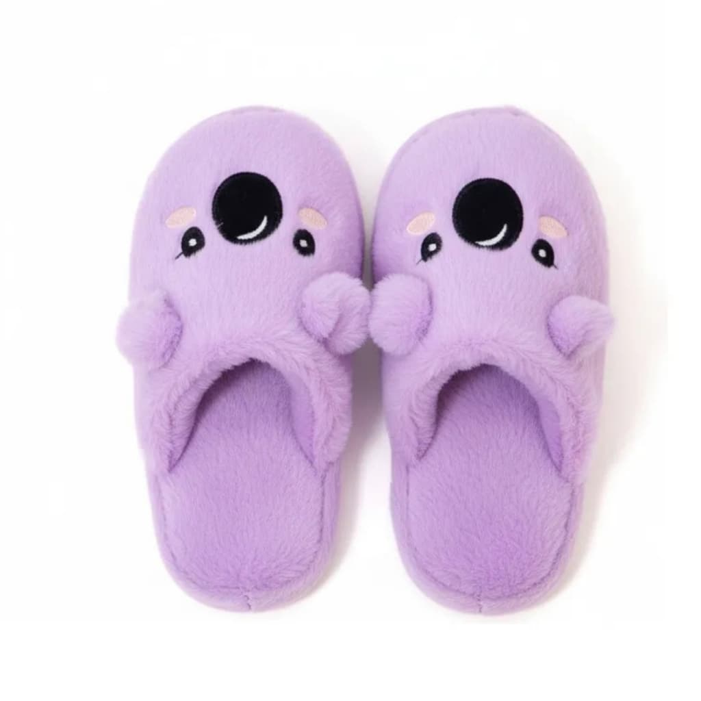 Pantufa Feminina Chinelo Coala Forrada em Lã com Orelhinhas Macia Quentinha Antiderrapante para Inverno Casa