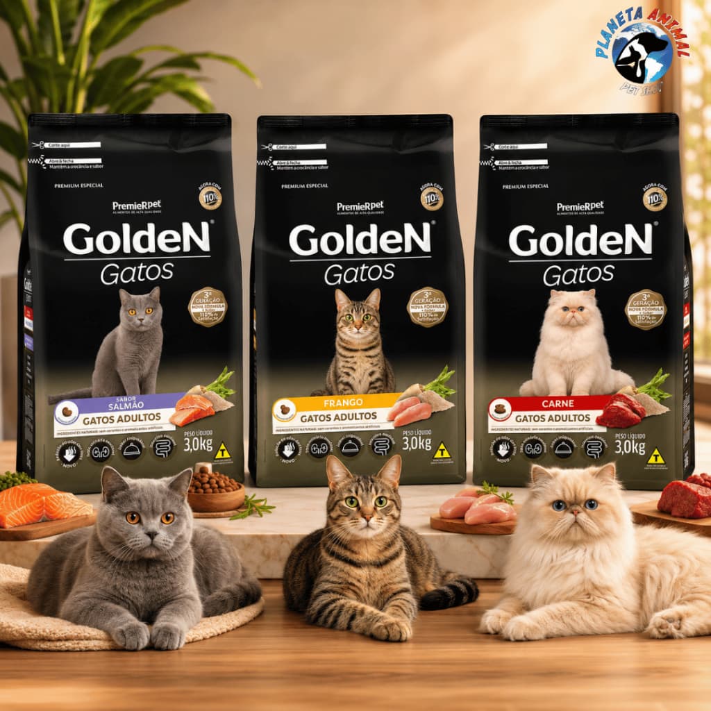 Ração Golden Gatos Adultos PremieR Pet 3kg Alimento Premium para Gatos Adultos
