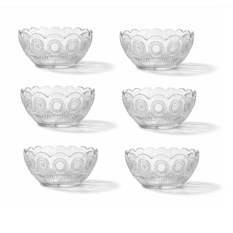 Jogo 6x Tigelas Sobremesa Bolws 315ml Oriental em Vidro Servir Frutas Dia a Dia