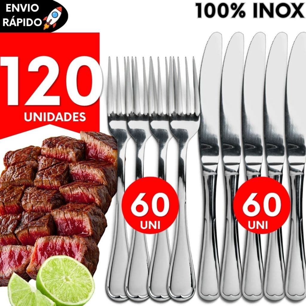Kit Talheres Inox Talher Buffet Pousadas Restaurantes Jantar Sorveteria Padaria Lanchonete Faca Garfo