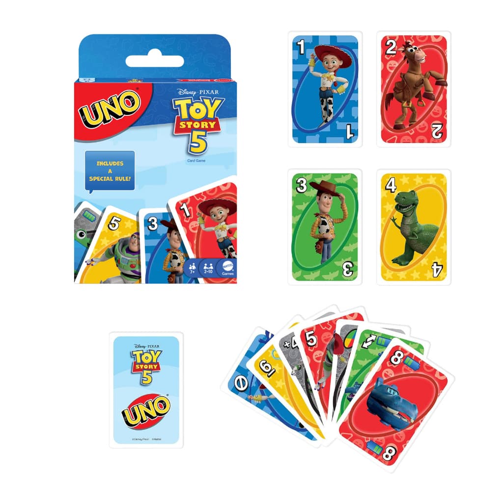 Jogo de Cartas Uno Toy Story 5 Brinquedos Woody Buzz Lightyear e Jessie Original