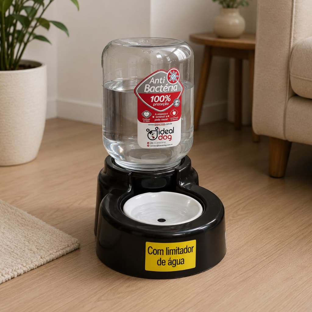 Bebedouro Com Limitador Cães Cachorros Gatos Sem Molhar Pelos Longos Pet 3 Litros Ideal Dog