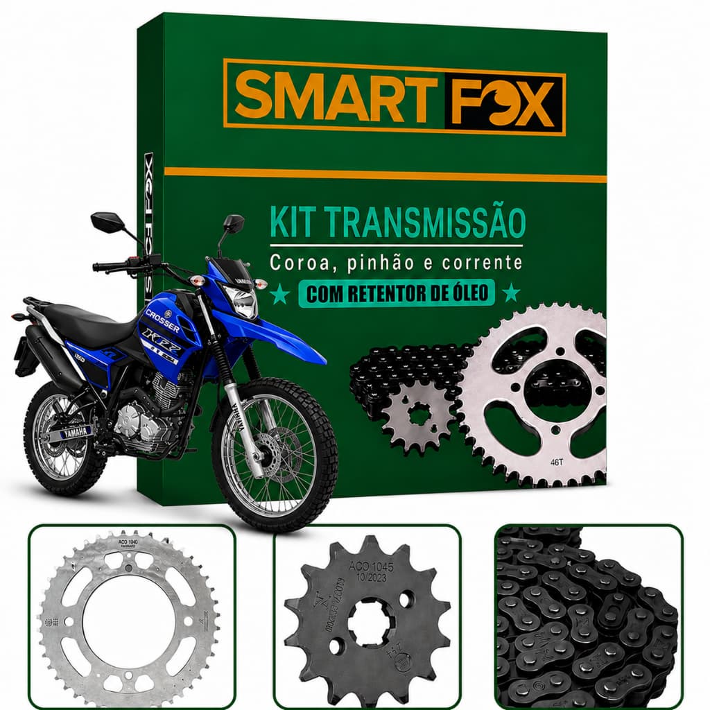 Kit Relação Transmissão Yamaha Xtz 150 Crosser Z 2014 A 2025 Com Retentor
