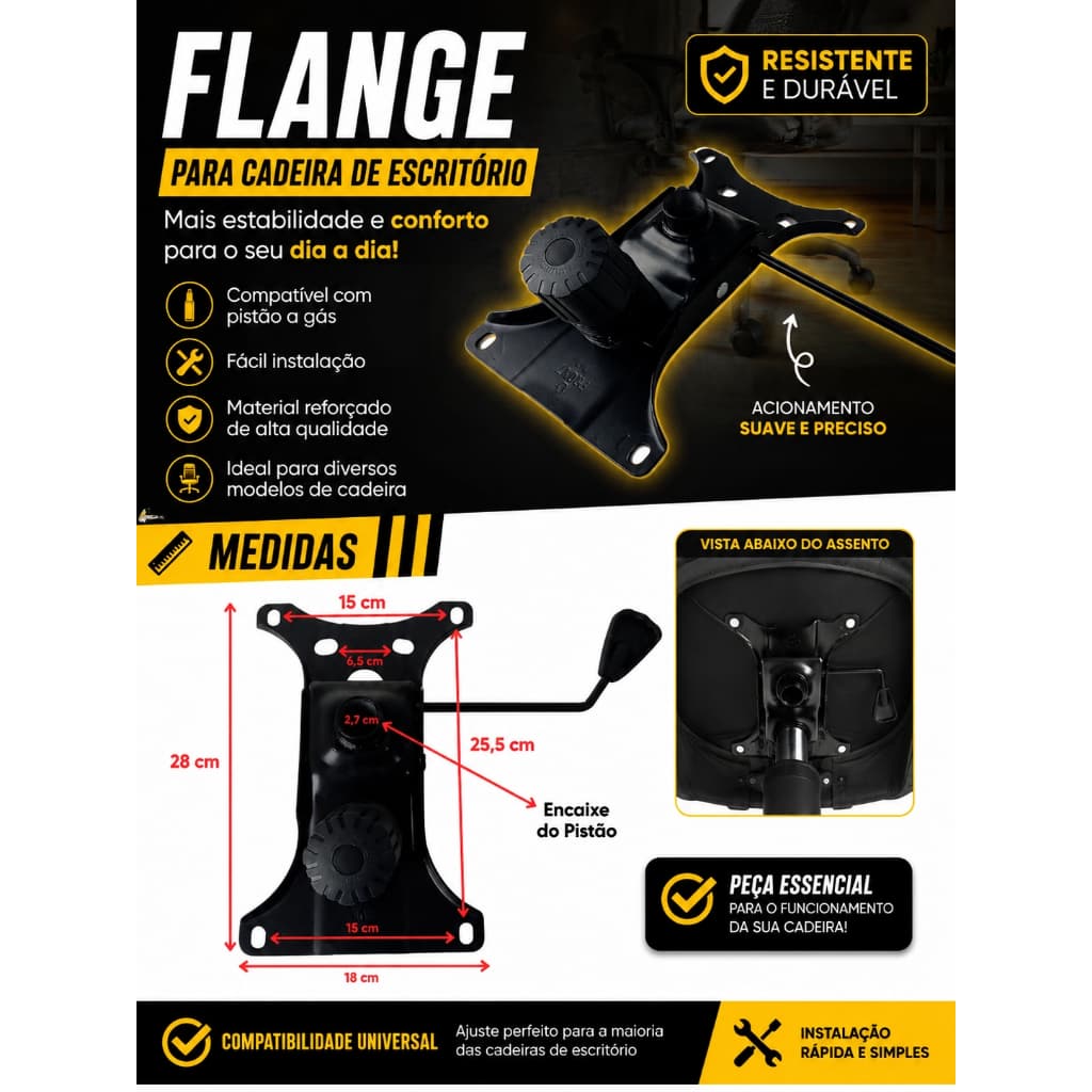 Mecanismo Flange Com Relax Para Cadeiras De Escritório Presidente Gamer Diretor