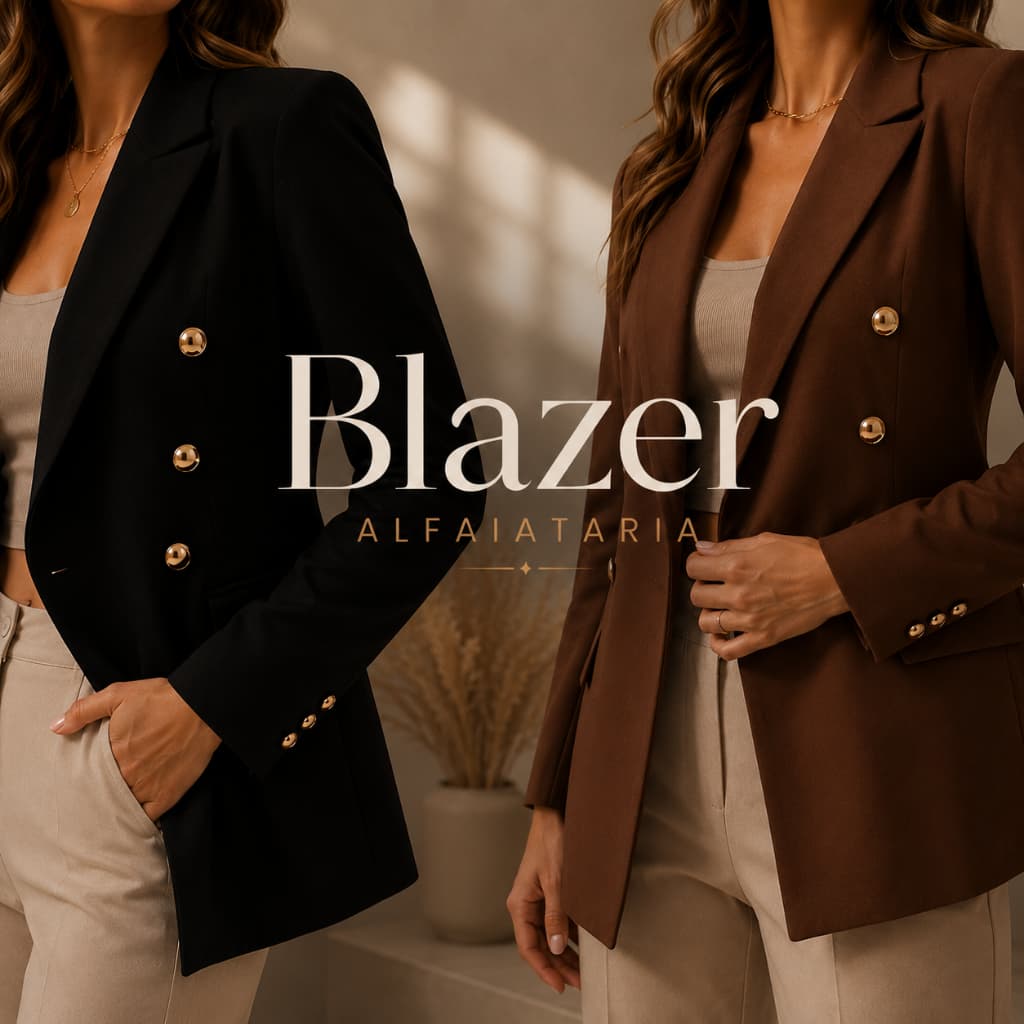 Blazer Casaquinho Feminino Alfaiataria Casaco Social Com Botão Lindo Promoção Inverno