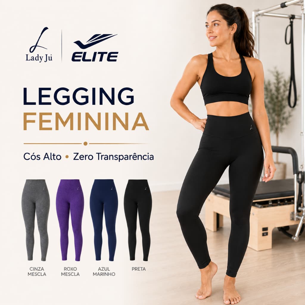 Calça Legging Feminina Academia Cós Alto Sem Transparência Para Treino Caminhada Pilates