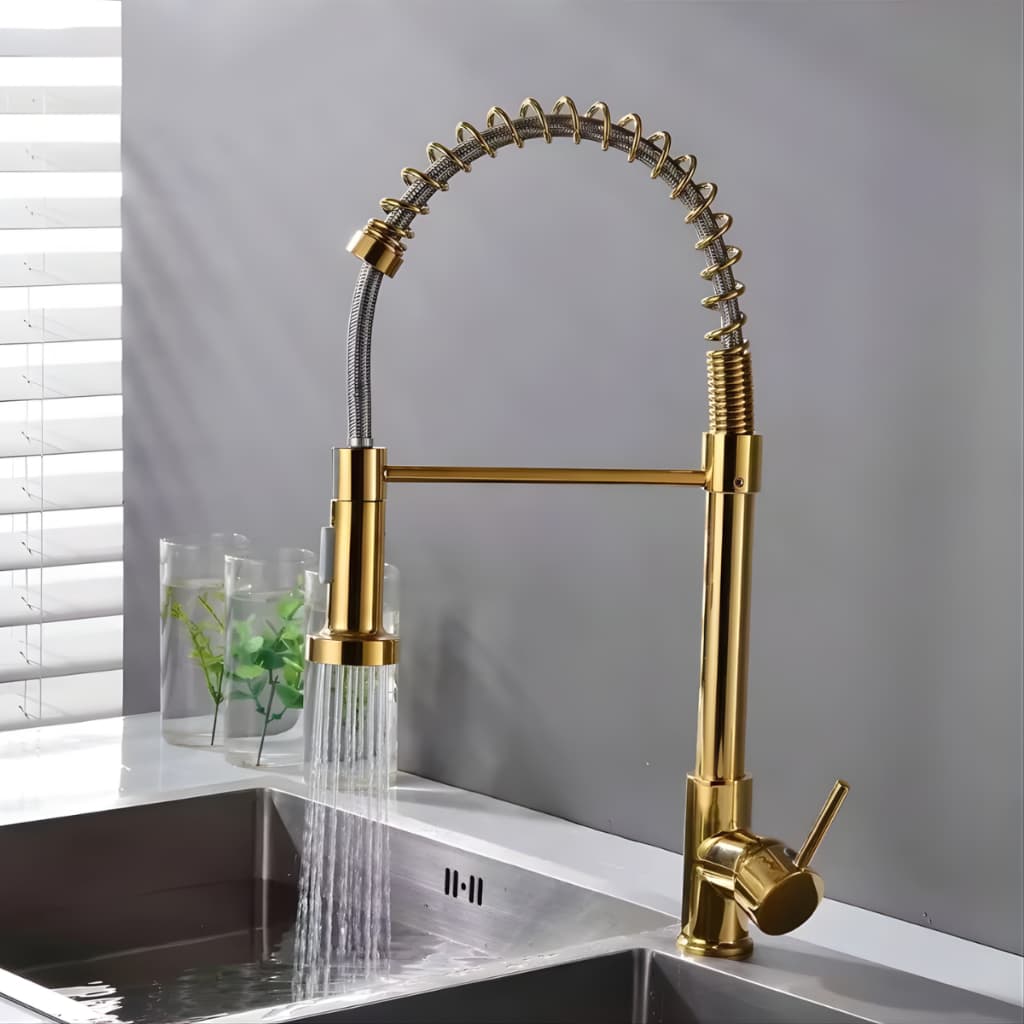 Torneira Gourmet Cozinha Dourado Quente Frio Luxo Brilhante