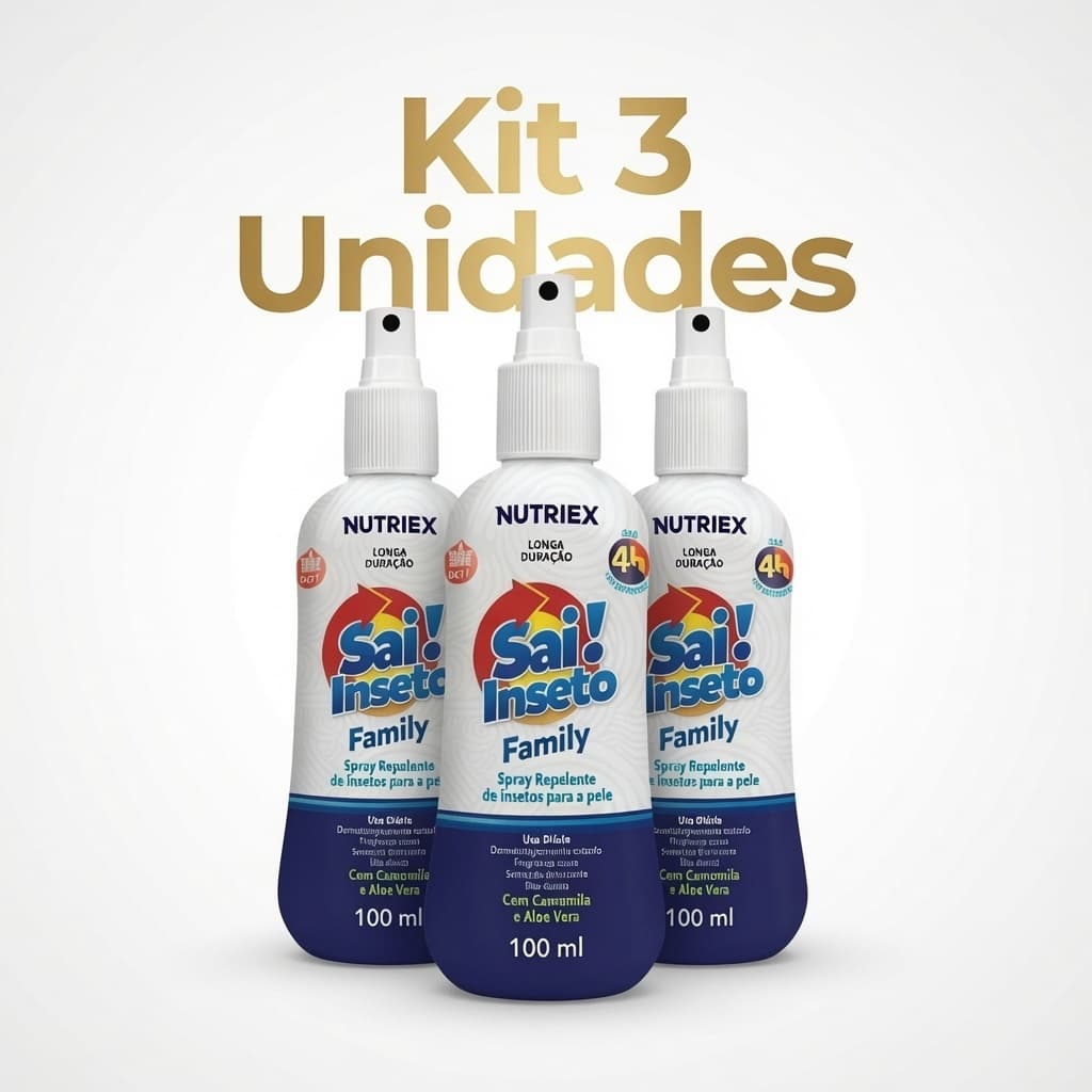 Spray Repelente Insetos Sai Inseto Family 4Hrs 100 ml Nutriex - Kit C/3