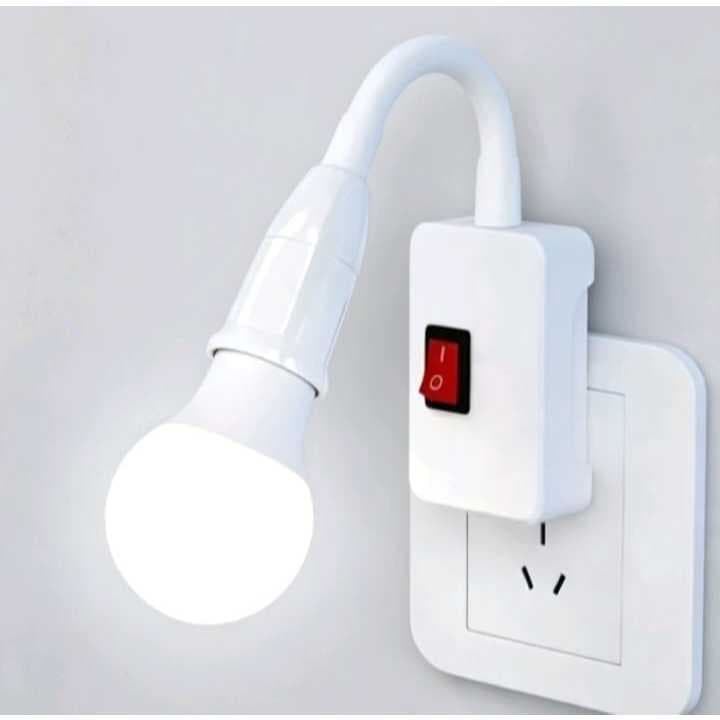 Soquete Flexível E27 com Interruptor para Lâmpada  e tomada  360° cabo 20cm