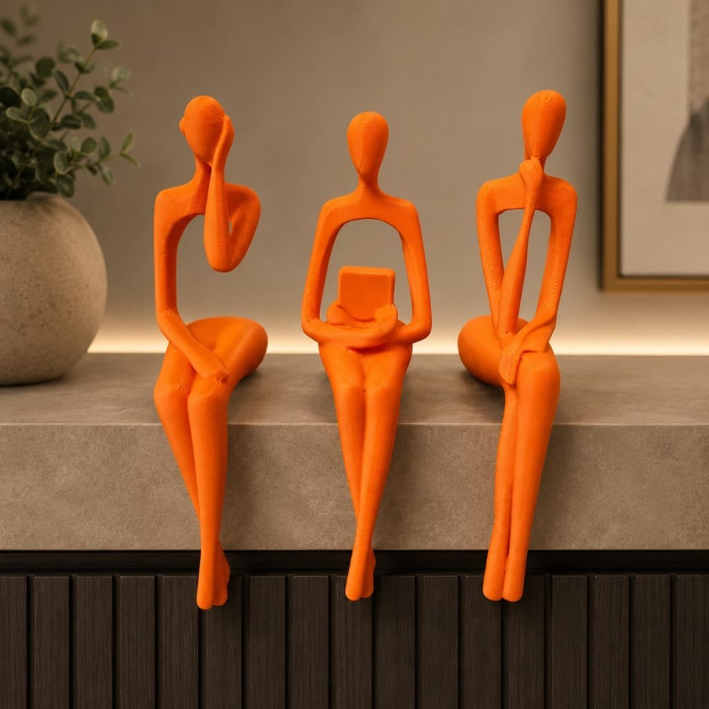Kit com 3 Escultura Decorativa Abstrata Moderna Trio de Esculturas Plasticas enfeites