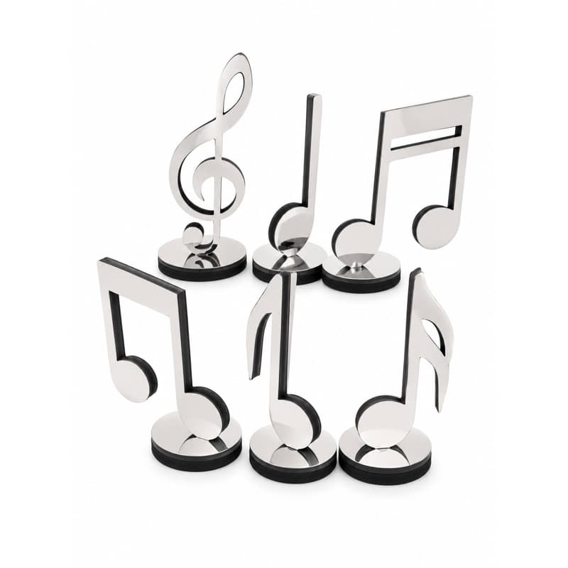 Kit 6 Notas Musicais Decorativas de Mesa com Base | Decoração para Sala, Escritório, Estúdio e Conservatório