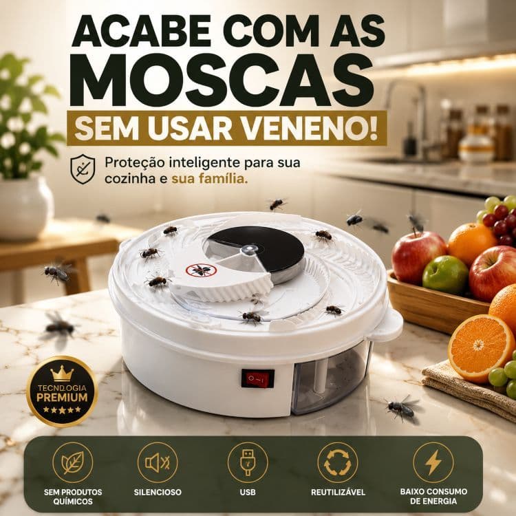 Sistema de Armadilha Elétrica Inteligente para Moscas e Insetos Sem Veneno, Silenciosa e Reutilizável
