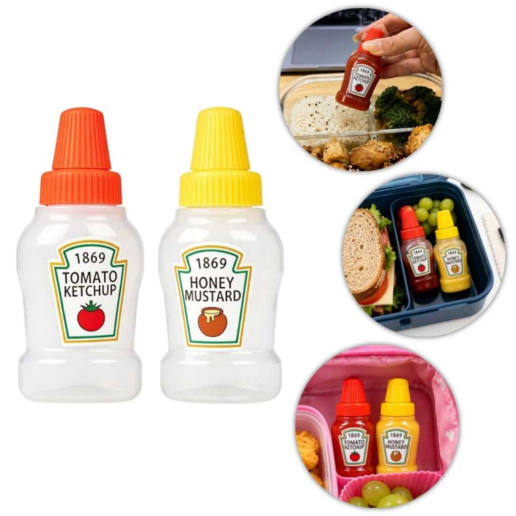 Mini Bisnagas Frasco 25ml Ketchup Mostarda Molhos Salada Lancheira
