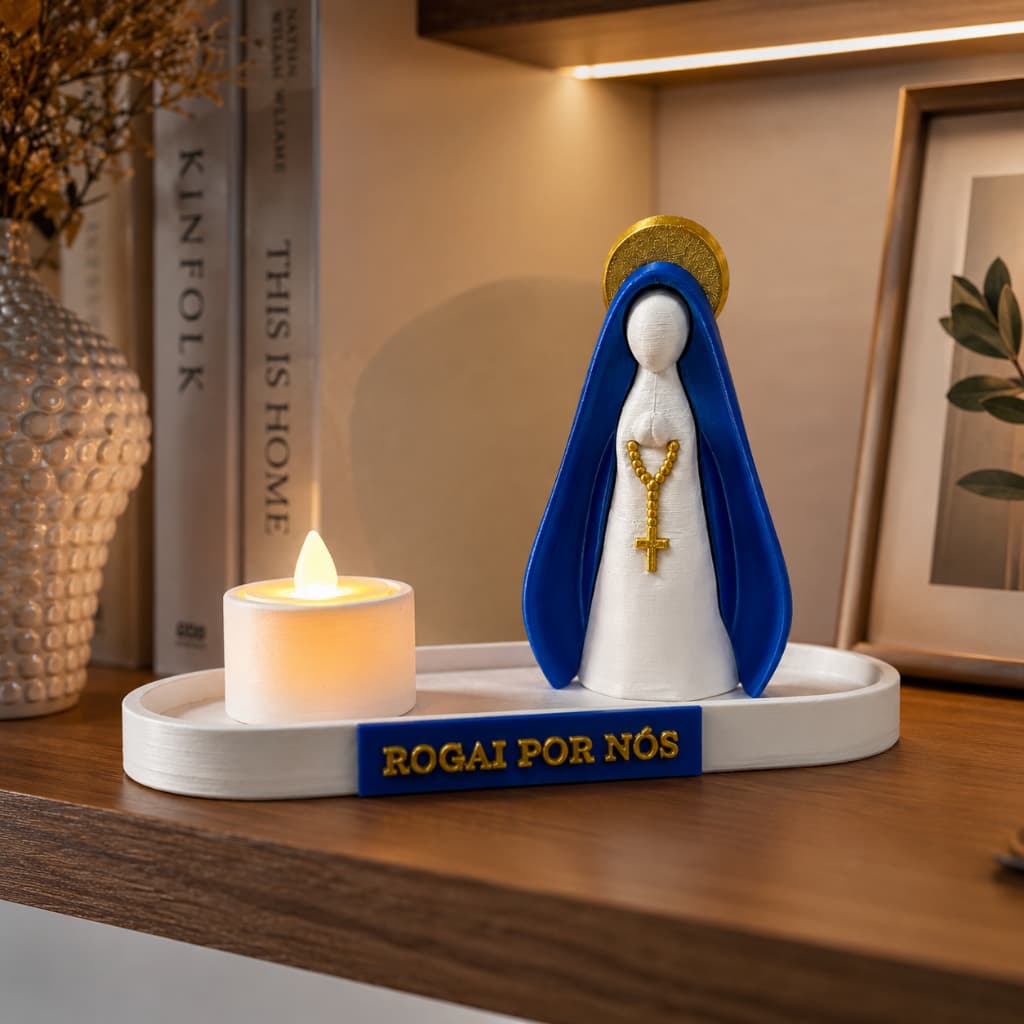 Decoração Virgem Santa Maria Nossa Senhora Imagem Religiosa Católica Mãe Jesus Acompanha Vela