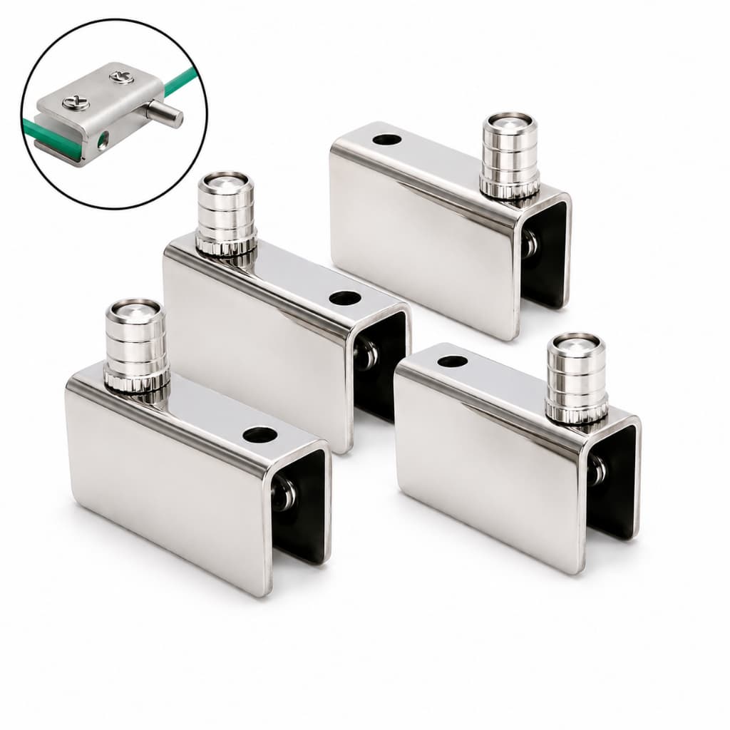 Kit 2 Pares Dobradiças Inox para Vidro 05 a 10mm - Fast Vidros