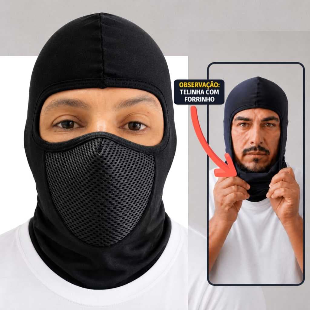 Touca Balaclava Ninja Com Filtro Respirador UV+50 Mascara Térmica Motoqueiro motoboy Ciclismo Pescaria pesca