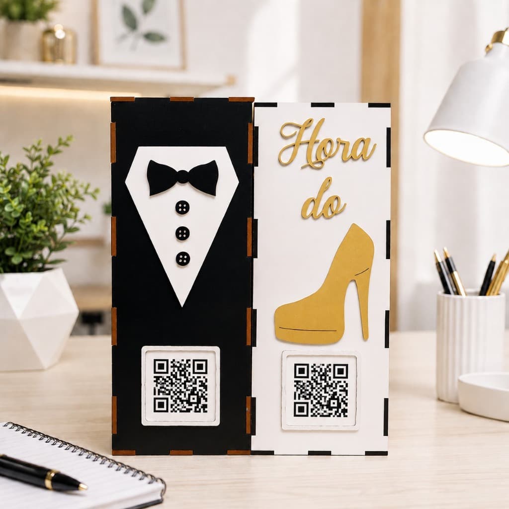Cofre hora da gravata ou hora do sapato, VALOR REFERENTE UMA PEÇA  Operação lua de mel - casamento qr code