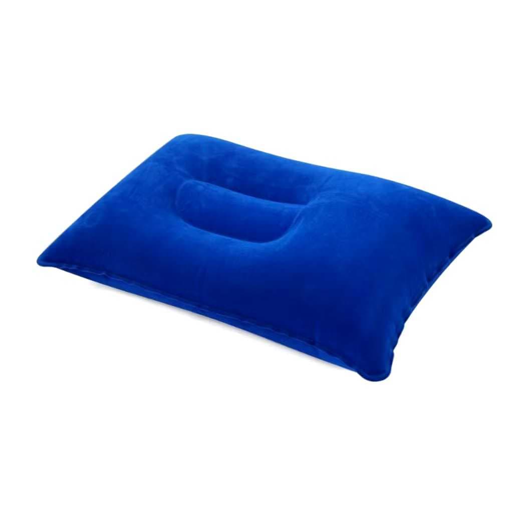 Travesseiro inflavel de camping azul