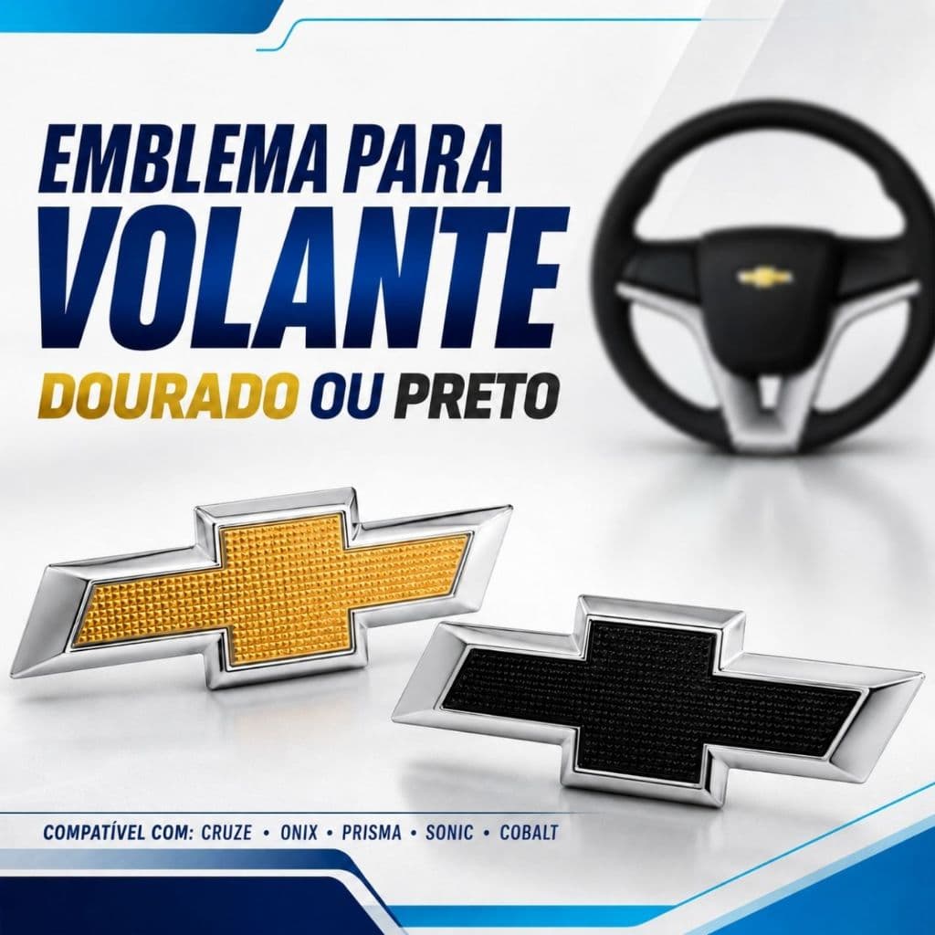 Emblema para VOLANTE Gravata do Cruze Onix Prisma Sonic Cobalt