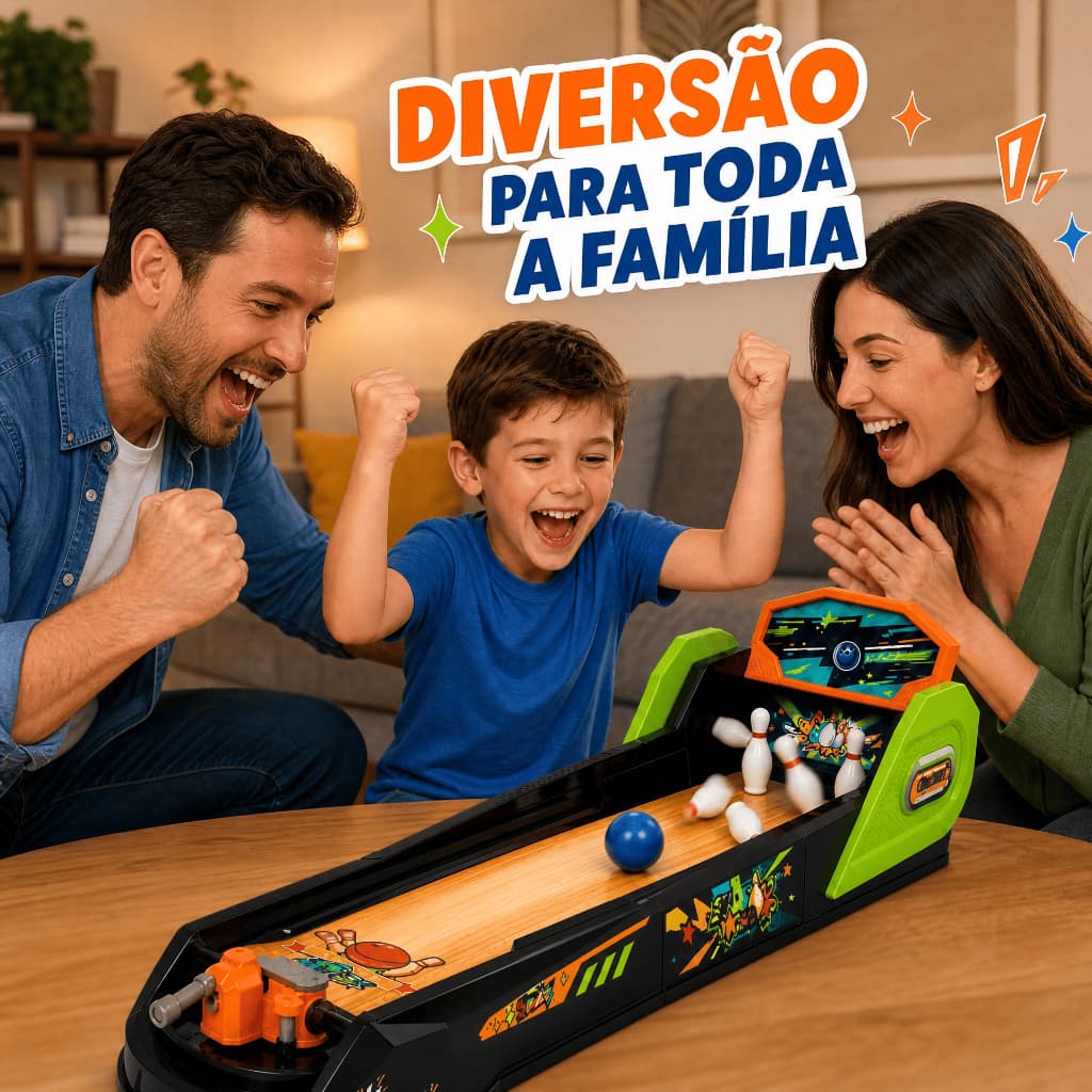 Jogo de Boliche Infantil Completo Estilo Arcade para Meninos e Meninas com Pinos e Bola