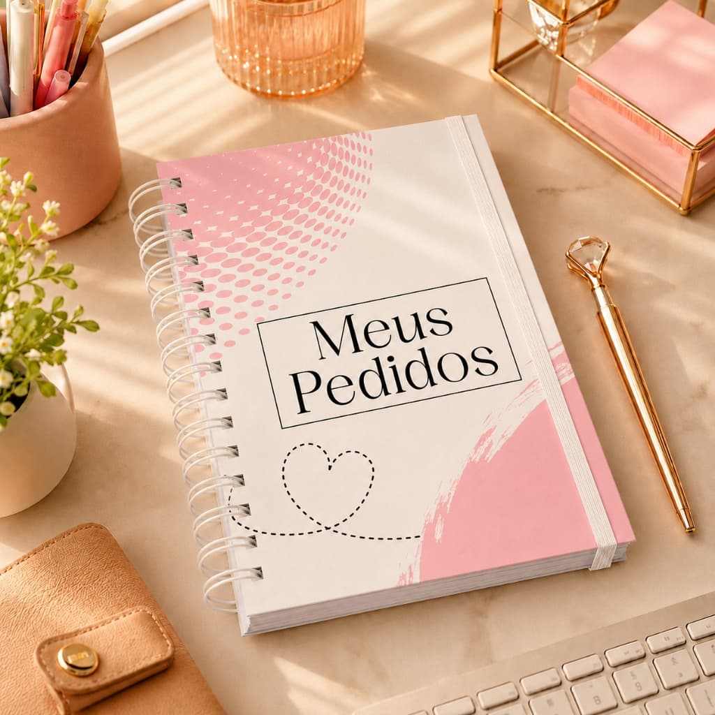 Caderno Controle de Pedidos Caderneta Anotações Pedidos Empresa Capa Dura Meus Pedidos