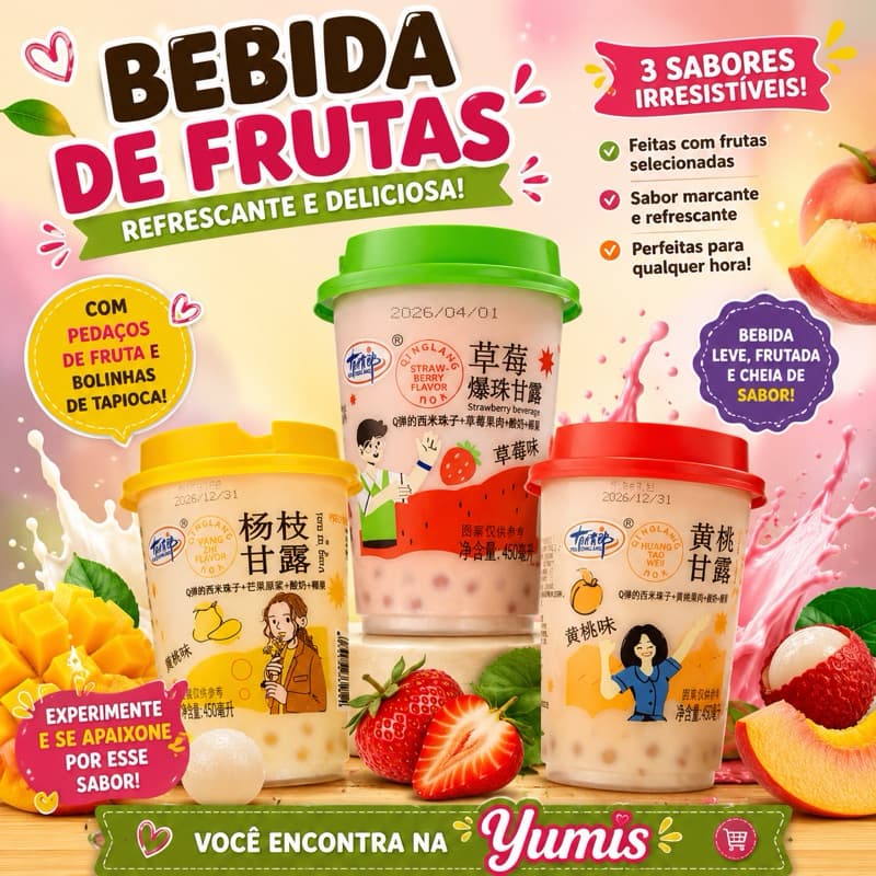 Bebida Bubble com Bolinhas que estouram na boca importado Refresco Popping Boba Bubble