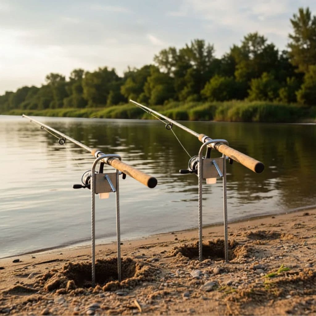Suporte Vara de Pesca Robozinho Com Regulável Apoitar Vara em Barrancos