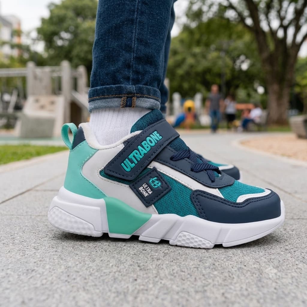 Tenis Infantil Masculino De Velcro Calce Facil Sem Cadarco Sapato Menino Ultrabone Macio Antiderrapante Esportivo