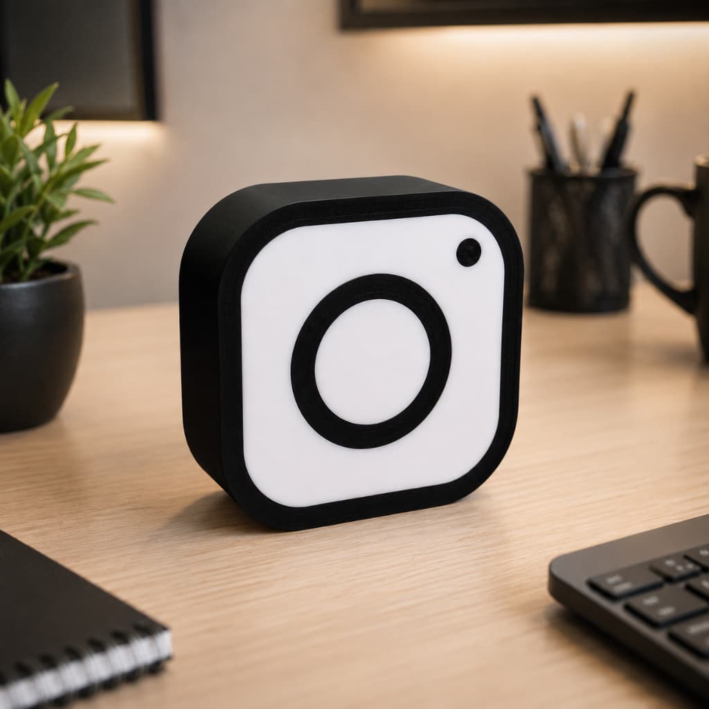 Logo Instagram Decoração Preto e Branco Enfeite para Mesa Escritório e Setup