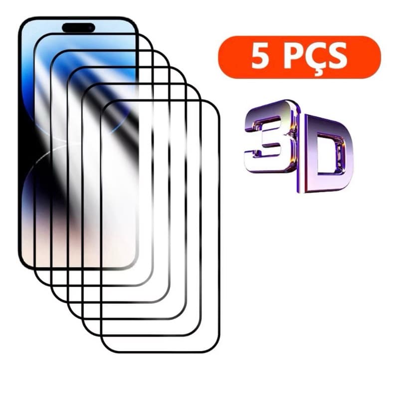 Kit 5 Película 3D Motorola Moto One Vision Segurança para sua tela Vidro Temperado