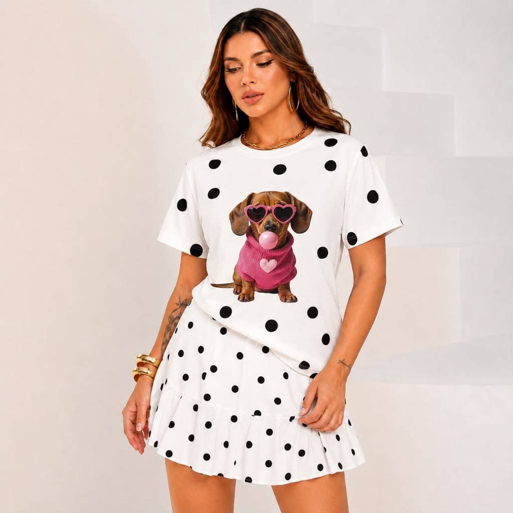 Camiseta Tendencia Bolinhas Poa Fashion Conforto e Elegância em Uma Só Peça