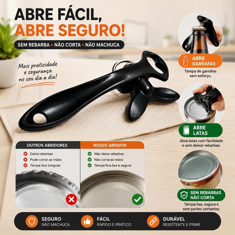 Abridor de latas e garrafas - 2 em 1