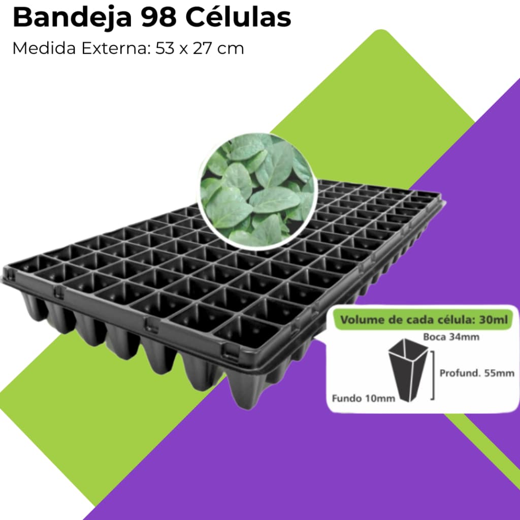 5 Bandejas Sementeira 98 Células cada Mudas Flores Hortaliças