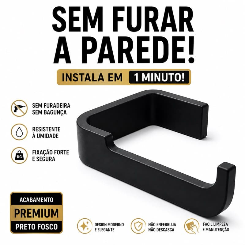 Suporte Porta Papel Higiênico Auto Adesivo Sem Furos Banheiro