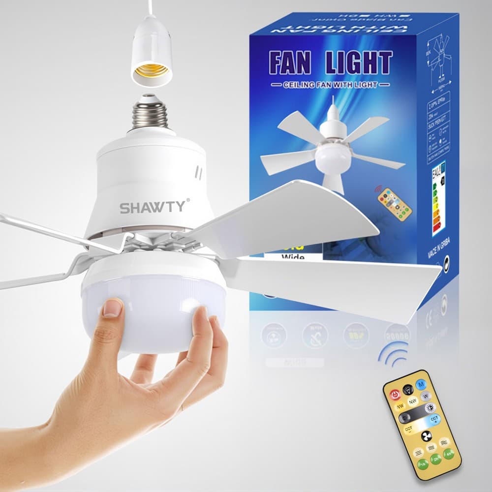 5 Folhas Silencioso Ventilador De Teto Com Luz 30W LED E27 Controle Remoto Timing Ventilador de teto